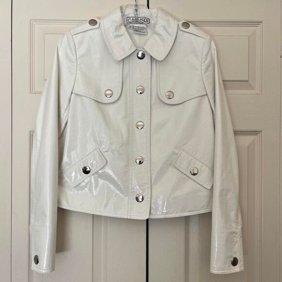 Vintage Y2K Carlisle white faux patent leather retro jacket size 2 - Picture 1 of 8